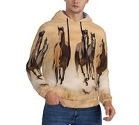 DFEPFKGOKL Sweats à capuche 3D tendance pour hommes avec imprimé trois chevaux de course - Sweat à capuche décontracté à manches longues avec cordon de serrage avec poche, 3D, XL