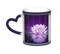 DFEPFKGOKL Tasse à café à changement de chaleur - Fleur de lotus violette - Tasse fascinante à changement de couleur dans le ciel, tasse magique en céramique de 325 ml pour cafés, bureaux, maisons