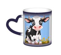 DFEPFKGOKL Tasse à café à changement de chaleur - Vache laitière - Tasse fascinante à changement de couleur dans le ciel, tasse magique en céramique de 325 ml pour cafés, bureaux, maisons