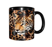 DFEPFKGOKL Tasse à café motif léopard mignon - Tasse en céramique bicolore de 325 ml, motif 3D double couleur, tasses en céramique personnalisées et amusantes pour café et thé