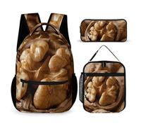 DFEPPJHG An Open Walnut Ensemble sac à dos de voyage 3 pièces pour ordinateur portable avec sac à déjeuner, trousse à crayons, sac à dos décontracté en noyer ouvert, taille unique, Noyer ouvert,