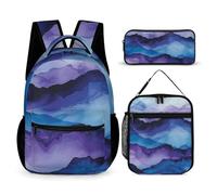 DFEPPJHG Ink Style Outline Ensemble de 3 sacs à dos de voyage pour ordinateur portable avec sac à déjeuner et trousse à crayons, style encre, taille unique, sacs à dos de voyage, Contour de style