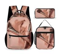 DFEPPJHG Lot de 3 pinceaux de maquillage - Sac à dos de voyage pour ordinateur portable avec sac à déjeuner et trousse à crayons - Sac à dos décontracté - Deux pinceaux de maquillage - Taille unique,