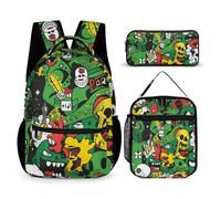 DFEPPJHG Lot de 3 sacs à dos de voyage et sac à dos pour ordinateur portable avec sac à déjeuner, trousse à crayons, style comédie et pop, taille unique, sacs à dos de voyage, Bandes dessinées et