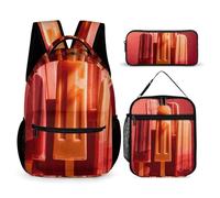 DFEPPJHG Lot de 3 sacs à dos de voyage pour ordinateur portable avec sac à déjeuner, trousse à crayons, différentes saveurs de sucettes glacées, taille unique, sacs à dos de voyage, Différentes
