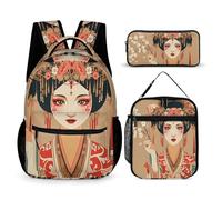DFEPPJHG Sac à dos 3 pièces avec sac à dos de voyage pour ordinateur portable avec sac à déjeuner, trousse à crayons, sac à dos décontracté, actrice d'opéra de Pékin, taille unique, sacs à dos de