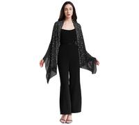 DFGBAPKBL Châle de Mariage Womens Elegant Glittery Rhinestones Chiffon Wraps Shawl for Wedding Party Beach Lady Capes Decoration Scarf(Black)