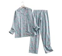 DFGBAPKBL Ensembles de Pyjamas pour Femmes Ensemble Pyjama en Flanelle de Coton for Femmes, Costume for la Maison, imprimé Simple, Ample, à Manches Longues, Automne et Hiver(6,XL)