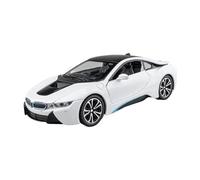 DFGEVEMBOB Modèle réduit de Voiture pour BMW i8 à l'échelle 1:24, en Alliage moulé sous Pression, avec Effets sonores et Lumineux Fonction rétrofriction. Pile Non Incluse(White)