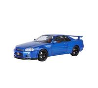 DFGEVEMBOB Voiture Miniature 1:18 Nissan GTR R34 pour Skyline Supercar, modèle réduit en métal moulé sous Pression (Pile Non Incluse)(Blue)