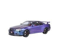 DFGEVEMBOB Voiture Miniature 1:18 Nissan GTR R34 pour Skyline Supercar, modèle réduit en métal moulé sous Pression (Pile Non Incluse)(Purple)