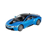 DFGEVEMBOB Voiture Miniature 1:32 pour I8 Super Sport, modèle réduit en Alliage moulé sous Pression, Haute Simulation, avec Sons et lumières, à Friction. Collection sans Piles(Blue)