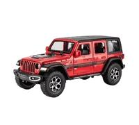 DFGEVEMBOB Voiture Miniature en métal à l'échelle 1:22 pour Jeep pour Wrangler pour Rubicon, avec Effets sonores et Lumineux Fonction de rétrofriction (Piles Non incluses)(Red)