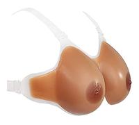 DFGGE 1 Paire Fausse Poitrine Silicone À Bretelles Bronzage Faux Seins pour Cosplay Déguisemen Femmes Mastectomie Travestis Transsexuels,D Cup:1000g/Pair