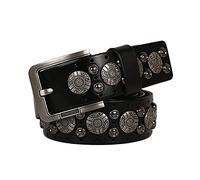 DFGGE Ceinture Cloutée Unisexe Homme Cuir Jeans Punk Rock Métal Vintage Sculpté Serpentin Rivet Ceinturon Ceinture en Boucle en Alliage,Noir,115cm(38"~40")
