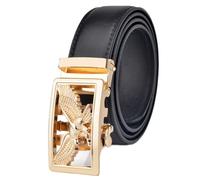 DFGGE Ceinture en Cuir Jeans Taille Ajustable Unisexe Ceinture Homme Femme Boucle Automatique Aigle Métal Biker Ceinturon Simple Casual,Noir,110cm(36"~38")