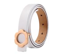 DFGGE Femme Ceintures En Cuir Pour Pantalons En Jean Ceintures De Taille Pour Dames Avec Anneau De Tête Floral À La Mode Boucle Ronde En Or,Blanc,110cm/waist:36"~38"