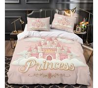 DFGHJKLZXVB château de Princesse 3D Imprimé Housse de Couette Microfibre inaltérable Conte de fées Fantastique Drap de Couette 2 taies Entretien Facile Couples Famille Double（200x200cm）