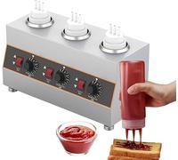 DFGHNBVC Chauffe-Sauces À Température Réglable - Chauffe-Sauces Électrique pour Chocolat, Caramel, Chili, Curry, Beurre - Bouteilles De Sauce Incluses - Chauffe-Soupes en Acier Inoxydable, 3