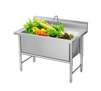 DFGHNBVC Évier De Cuisine À Une Cuve, Kit D'Évier De Style Ferme en Acier Inoxydable avec Robinet, Évier De Buanderie Et Utilitaire en Acier Inoxydable, 120 X 70 X 80 Cm / 47,2 X 27,5 X 31,4 Pouces