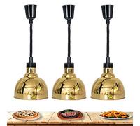 DFGHNBVC Lampe Chauffante Commerciale pour Aliments, Idéale pour Les Buffets, Hôtels, Restaurants Et Cantines Universitaires. 110 V, 250 W, Diamètre 25 Cm, Couleur Or, Lot De 3. Décoration.
