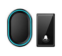 DFGHNBVC Sonnette sans Fil Étanche, Carillon Mural sans Fil, Portée De 200 M, 58 Mélodies Au Choix, 4 Niveaux De Volume, 1 Émetteur Et 1 Récepteur, Blanc, Noir