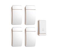 DFGHNBVC Sonnette sans Fil Étanche, Portée De 200 M, Auto-Alimentée, 1 Émetteur, 4 Récepteurs, 38 Mélodies, sans Piles, 3 Niveaux De Volume, Or, Argent, Or