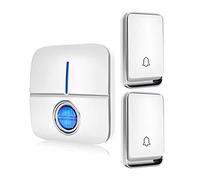 DFGHNBVC Sonnette sans Fil, Étanche, Portée De 200 Mètres, 36 Mélodies, 3 Niveaux De Volume, Fonction Muet, 2 Boutons-Poussoirs Et 1 Récepteur À Brancher, Blanc, Noir, Blanc