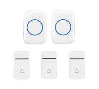 DFGHNBVC Sonnette sans Fil Étanche, sans Piles, Anti-Interférences, Auto-Alimentée, 38 Mélodies Polyphoniques / 3 Niveaux De Volume / 3 Émetteurs Et 2 Récepteurs, Noir, Bleu, Blanc