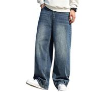 DFGIGT Jean Baggy Style Skater/Hip hop pour Homme, Coupe Ample et Longue, Pantalon en Jean décontracté, Taille M