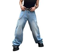 DFGIGT Jean baggy style skater/hip hop pour homme, coupe ample et longue, pantalon en jean décontracté, Taille XL