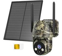DFGRD 4G LTE Caméra de Chasse avec Carte SIM, 2K HD Caméra Surveillance Solaire Extérieure sans Fil, Caméra Autonome sans WiFi, PIR Détection de Mouvement, Vision Nocturne, PTZ 360°, IP66