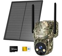 DFGRD 4G LTE Caméra de Surveillance Extérieure, Carte SIM Préinstallé, Cellulaire Caméra Solaire Coque Camouflage, PTZ 360°, Audio Bidirectionnel, Etanche IP66