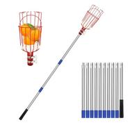 DFGRGRV Cueille Fruit Telescopique Perche à Fruits avec Panier, 4 m (13 pi), réglable en Hauteur, Outil de cueillette léger avec rallonge for Arbres fruitiers