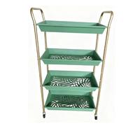DFHetFH Chariot de Rangement Chariot Utilitaire À roulettes en Métal 4 Niveaux for Le Rangement Et La Salle De Bain Étagère de Cuisine(Grün)