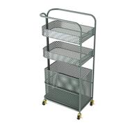 DFHetFH Chariot de Rangement Support De Rangement Roulant À 3 Niveaux, Chariot en Fil Maille Métallique, Utilitaire Blanchisserie, Organisateur Cuisine, Étagère Étroite Étagère de Cuisine(Grün)