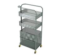 DFHetFH Chariot de Rangement Support De Rangement Roulant en Métal, Chariot Fil Maille À 3 Niveaux, Utilitaire Blanchisserie, Organisateur Cuisine Étagère de Cuisine(Grün)