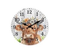 DFHS46JK Décoration Murale Horloge Murale en Bois à Motif créatif, décoration d'intérieur, Horloge Quartz silencieuse, Cadeau de Vacances (sans Pile) pour Le Salon(16 inch)