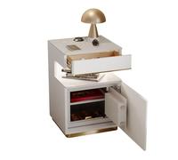 DFHS46JK Table de Chevet à Panneau Rocheux, avec Coffre-Fort caché, Grande capacité de Rangement, Table de Chevet avec tiroirs de Rangement for Chambre à Coucher(Blanc)