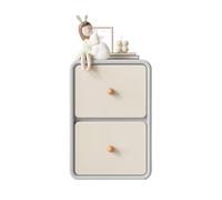 DFHS46JK Table de Chevet Table de Chevet en Bois, Petite Armoire de Rangement Ultra étroite avec Clip latéral, Gris Beige, Double tiroir Table d'Appoint(Moyen)