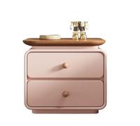 DFHS46JK Table de Chevet Table de Chevet en Bois Rose avec Plateau, Rangement for Chambre à Coucher, Double tiroir, Buffet Table d'Appoint(Petit)