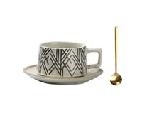 DFHS46JK Tasse Tasse à café en céramique, thé au lait commercial, l'avoine, rétro, maison, restaurant, assiette, cuillère, ensemble Convient aux familles