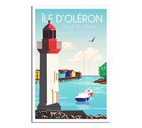 DFHSDD Oléron Island France Phare vintage Poster de voyage sur toile Art mural Décoration de chambre Poster Peinture Poster Cadeau, 8x12inchs(20x30cm)