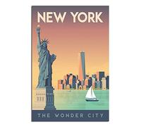 DFHSDD Poster de voyage vintage New York Statue de la Liberté sur toile - Art mural - Décoration d'intérieur - Poster - Peinture imprimée - Cadeau