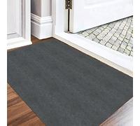DFIONC Paillasson intérieur, lavable, 90 x 150 cm, super fin, tapis de porte d'entrée, résistant, absorbant et antidérapant, gris foncé