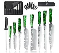 Dfito couteaux de cuisine set, 9 pièces couteaux de cuisine professionnel set avec sac à rouleaux, couteau cuisine professionnel set en acier inoxydable à haute teneur en carbone, poignée en résine