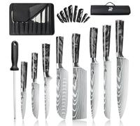 Dfito couteaux de cuisine set, 9 pièces couteaux de cuisine professionnel set avec sac à rouleaux, couteau cuisine professionnel set en acier inoxydable à haute teneur en carbone, poignée en résine