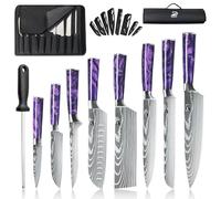 Dfito couteaux de cuisine set, 9 pièces couteaux de cuisine professionnel set avec sac à rouleaux, couteau cuisine professionnel set en acier inoxydable à haute teneur en carbone, poignée en résine