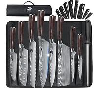 Dfito couteaux de cuisine set avec sac à rouleaux, 8 pièces couteaux de cuisine professionnel set, couteau cuisine professionnel set en acier inoxydable à haute teneur en carbone