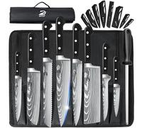 Dfito Set Couteaux de Cuisine avec Sac à Rouleaux, 8 pièces Couteau Cuisine | Professionnel Couteau Cuisine set en acier inoxydable à haute teneur en carbone